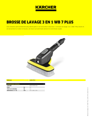 Brosse De Lavage Surfaces Douces WB-60 Pour Nettoyeur Haute