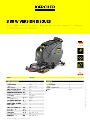 KÄRCHER B 80 W autolaveuse autotractée à disques brosses