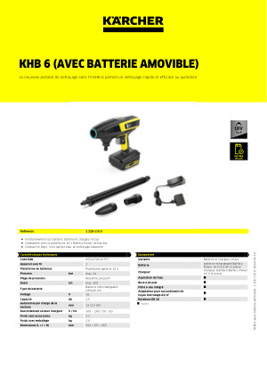 Nettoyeur haute pression à eau froide Karcher KHB 6 Batterie dès € 199.9