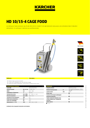 Nettoyeur haute pression HD 10/15-4 CAGE FOOD KARCHER - Manutention