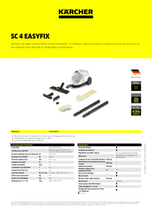 Kärcher Nettoyeur Vapeur SC 4 EasyFix, avec Kit de Nettoyage de Sol & Buses  NEUF 4054278709123