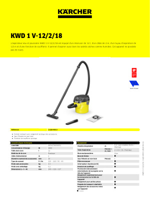 Aspirateur eau et poussière KWD 1 V-12/2/18