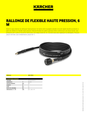 Rallonge flexible 10m pour nettoyeur haute pression thermique 390cc  ref.216005