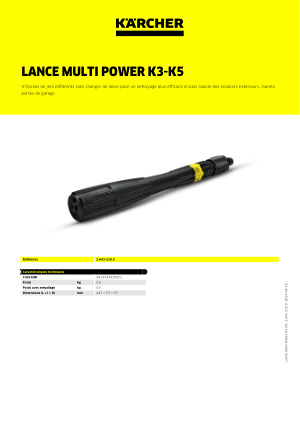 Lance multipower jet Karcher nettoyeur haute pression K4 K5