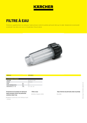 Filtre à Eau Haute Pression Compatible Karcher K2 K3 K4 K5 K6 K7 - Protection Pompe Nettoyeur
