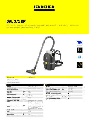 Aspirapolvere a zaino Karcher PRO BVL 3/1 Bp in Offerta