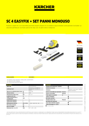 SCOPRI LE OFFERTE ONLINE SU Kärcher SC 4 EasyFix Pulitore a vapore  cilindrico 0,8 L 2000 W [1.512-630.0]