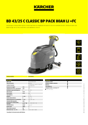 LAVASCIUGA PAVIMENTI BD 43/25 C A BATTERIA Karcher  lavasciuga pavimenti  professionale karcher bd 38 12 kärcher genova lavapavimenti per grandi  superfici lavapavimenti porosi pulisci pavimenti kärcher kärcher  professional lavasciuga pavimenti ruvidi