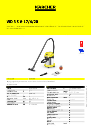 BIDONE ASPIRATORE SOLIDI LIQUIDI KARCHER WD3 S PREMIUM - Il Mondo di  Progress