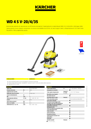 Karcher WD 4 S V-20/4/35 Bidone Aspiratutto Wet and Dry