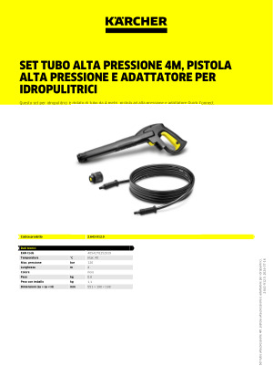 Karcher tubo ad alta pressione (tubo flessibile) 4 metri idropulitrice  63965130, 6.396-513.0