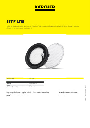 Filtro Lamellare Polarizzatore Per Aspirapolvere Kärcher A 4000 Plus – Diametro 122x115 Mm, Con Viti