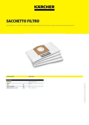 10 Sacchetti Per Aspirapolvere KÄRCHER E Swirl - Compatibili Con Modelli 1.336-501, A 2254 Me, 2901, F, R 24.01 - Sacchi In Carta Multistrato