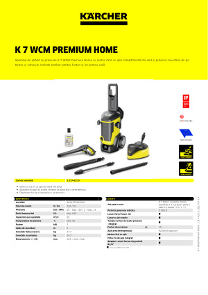 Aparat de spalat cu presiune Karcher K 7 WCM + aspirator Karcher KWD 1  1.628-401.0 (Black/Yellow)