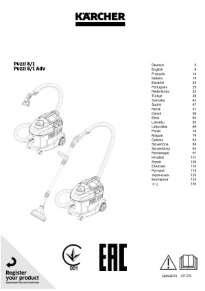 Spray-extraction cleaner PUZZI 8/1 C with hand nozzle - KÄRCHER - PDF  Catalogs, Technical Documentation