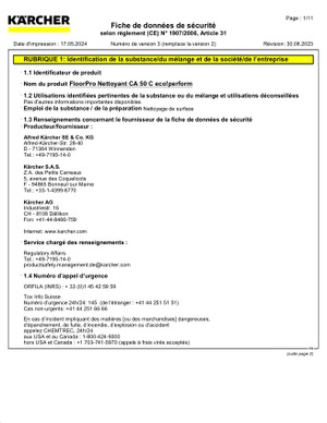 CA 50 C 1l nettoyage pour sols Karcher 6.295-683.0 