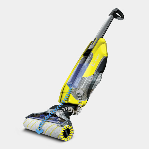 Hard floor cleaner FC 5 Cordless: Automatic self-cleaning function removes all dirty moisture and debris from the rollers.