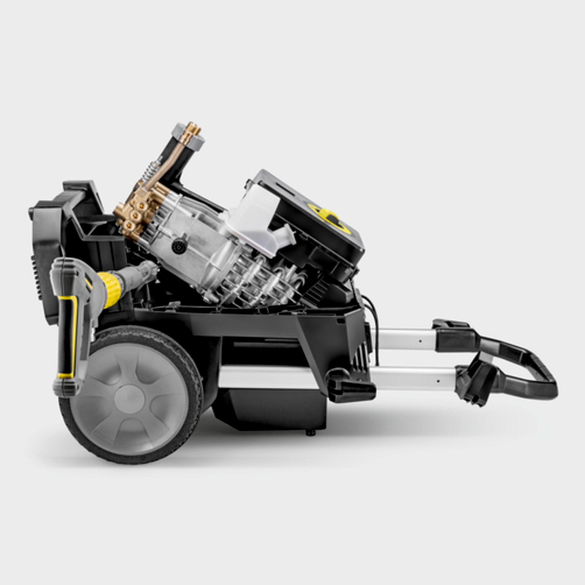 High-pressure washer HD 10/25-4 S: 4-pole low-speed motor with air-water cooling system, robust pump with stainless steel pistons and brass cylinder head