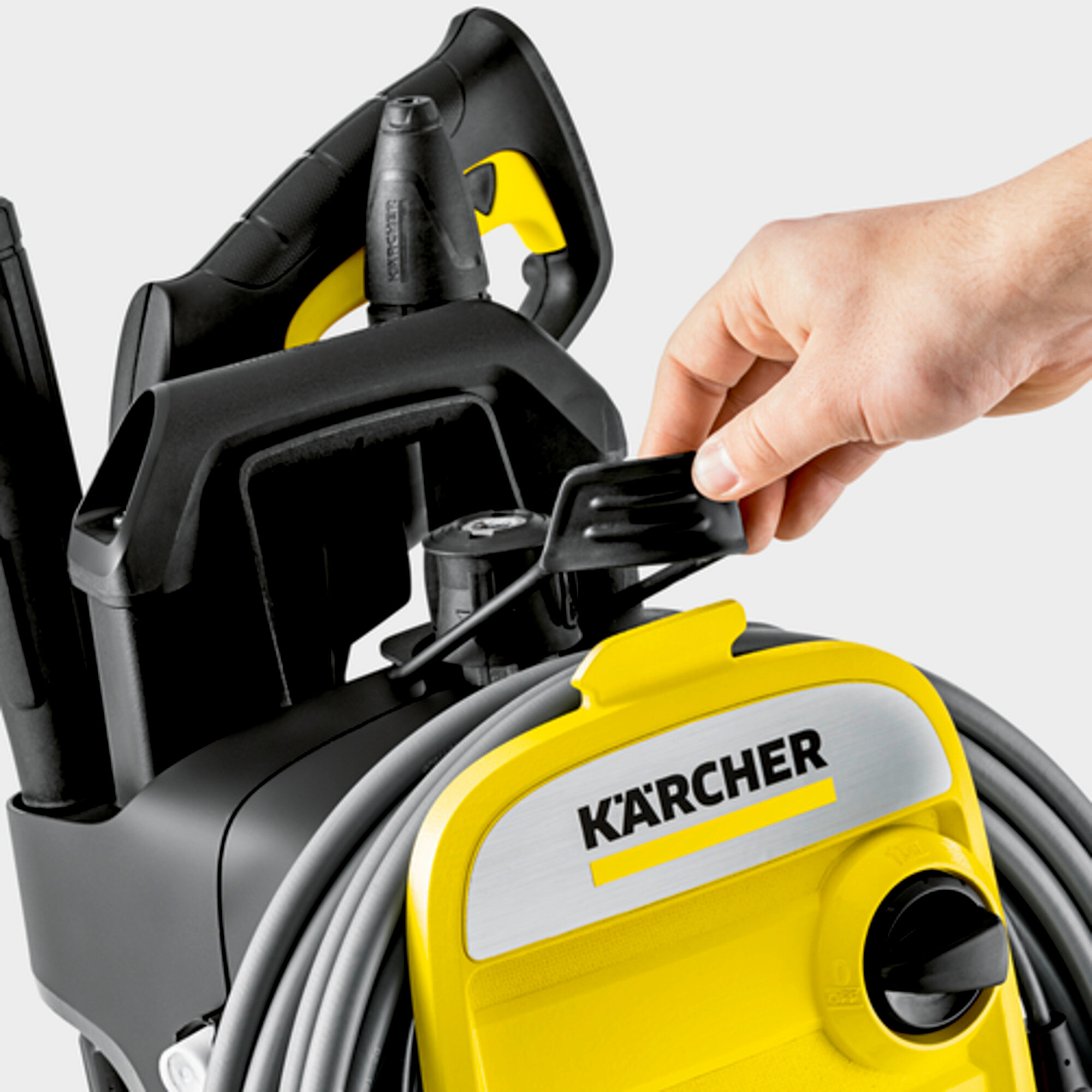 Pressure washer K 7 Compact Home: Sophisticated hose storage concept