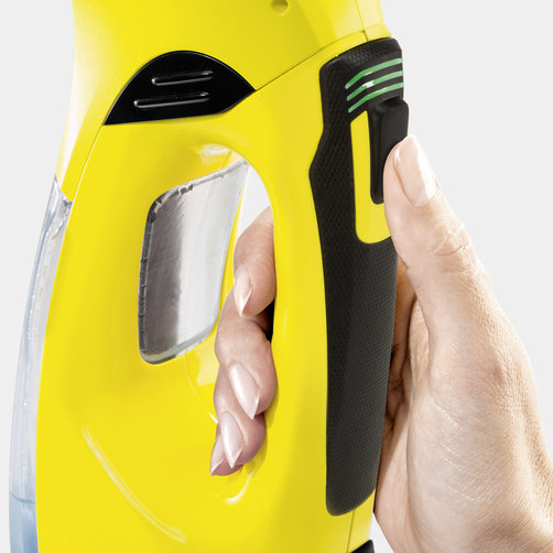 Myjka do okien WV 5 Premium – zestaw Non Stop: Komfortowy uchwyt ze wskaźnikiem naładowania baterii
