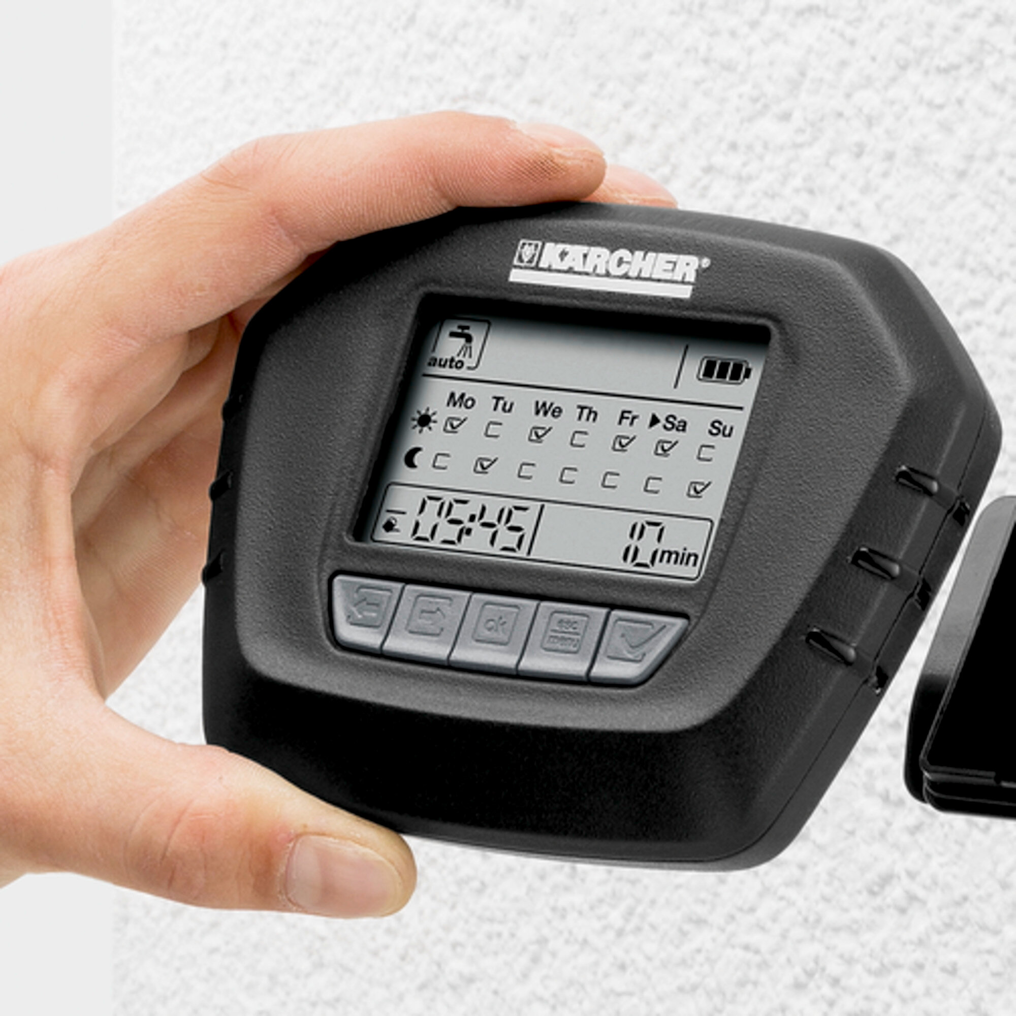 Programmateur WT 5: Indication du niveau de ba latterie et fonction de rangement de la batterie de remplacement