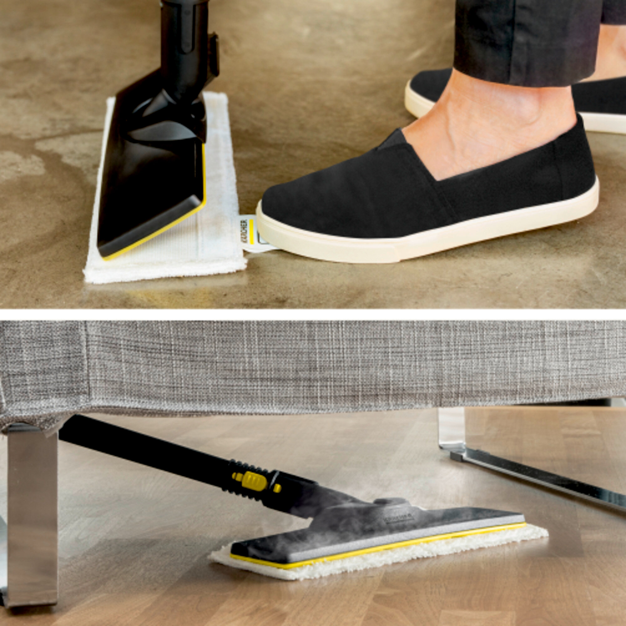 Máy làm sạch bằng hơi nước SC 3 EasyFix GNF Edition: Bộ khăn lau sàn EasyFix với kết nối linh hoạt giúp thao tác tháo lắp khăn lau cực kỳ nhanh chóng và dễ dàng