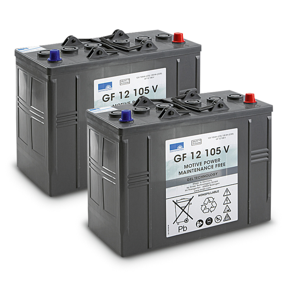 Kärcher Conjunto de baterías Gel 2x 12V/105Ah, 24 V, 105 Ah, no requiere mantenimiento