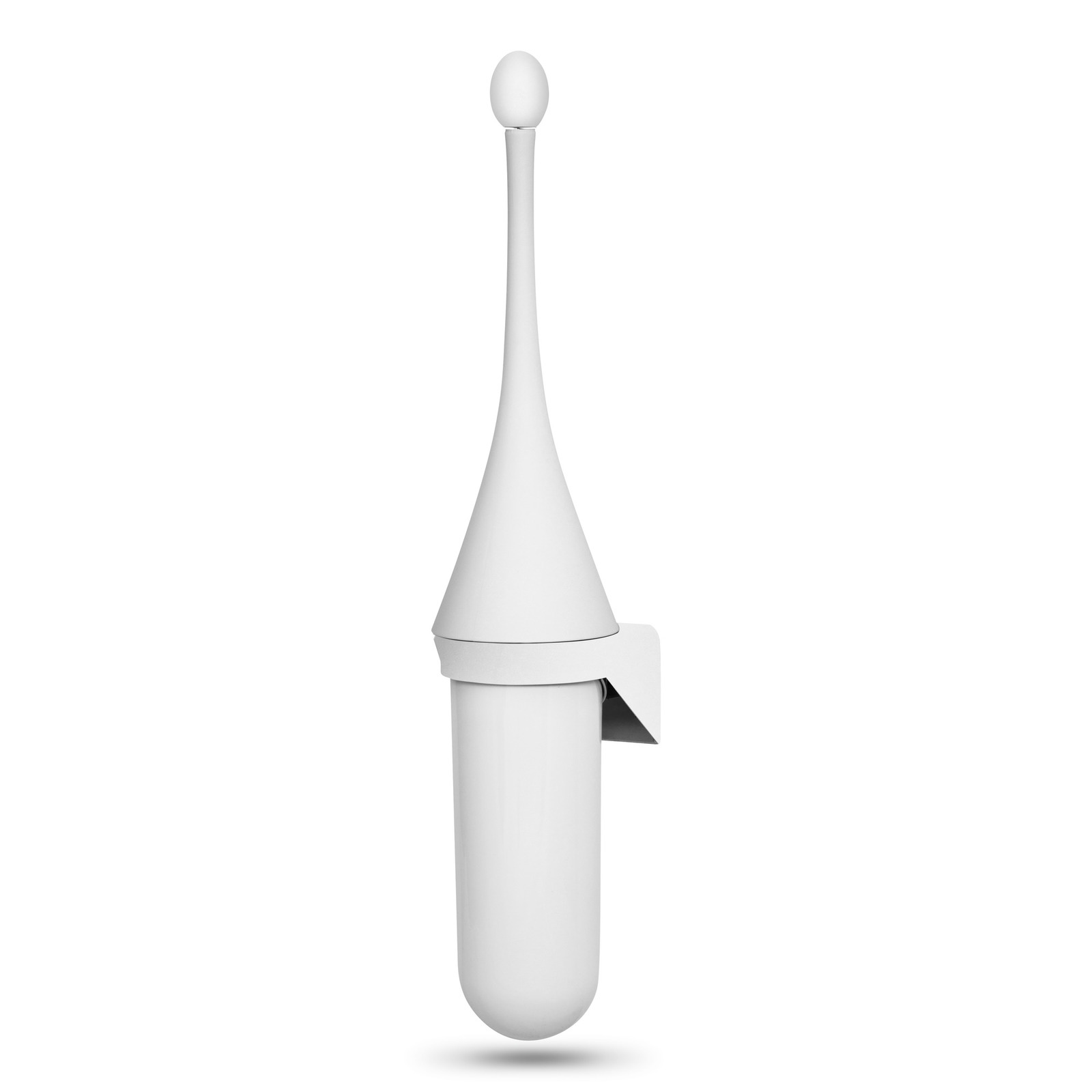 WC-Garnitur – Weiß, Kunststoffbehälter Eckig, 40 Cm Hoch, Mit Bürste