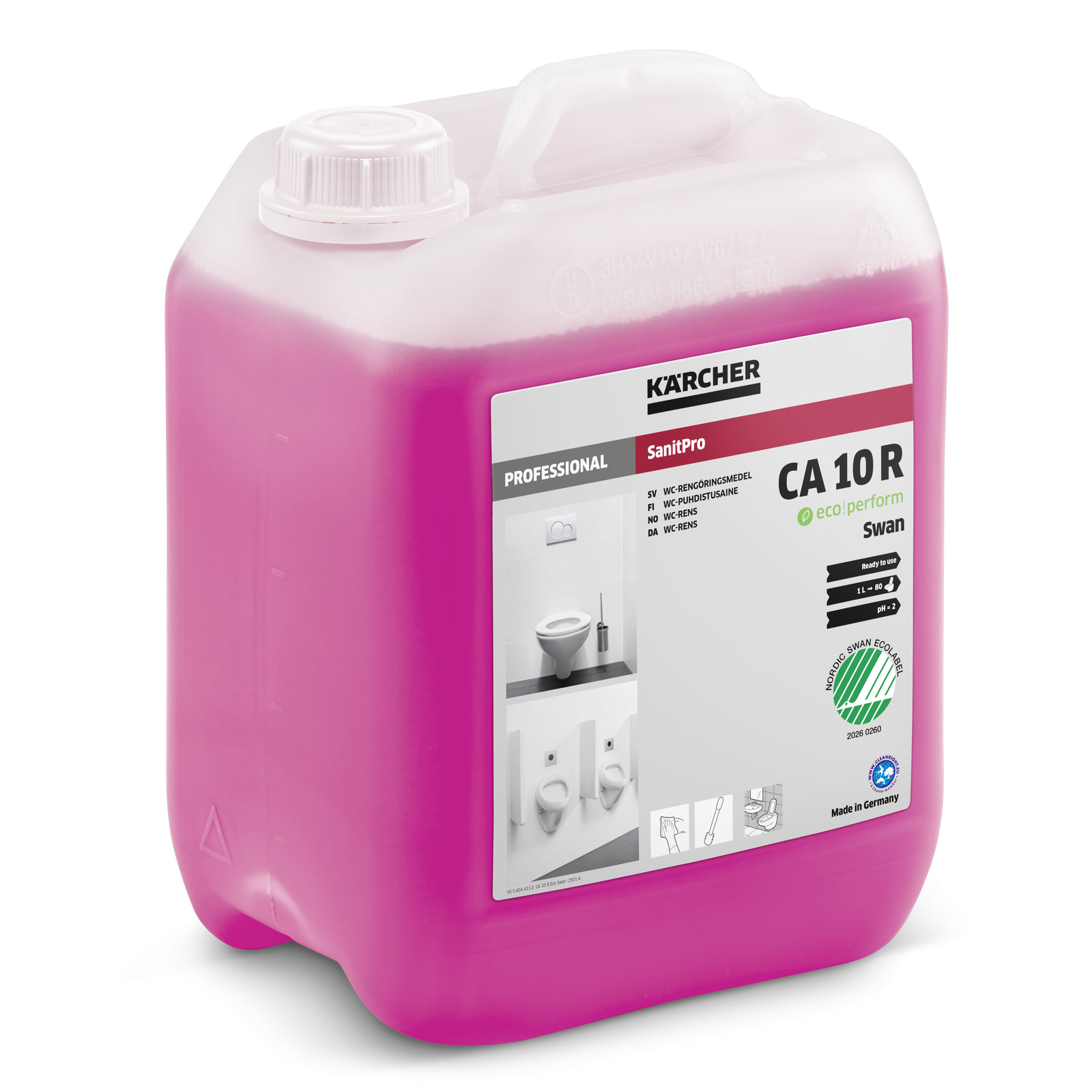 KÄRCHER CA 10 C Sanitär-Grundreiniger 5 L – Gel-Formel Für Toilette & Urinal, Extra Haftend & Frischer Duft