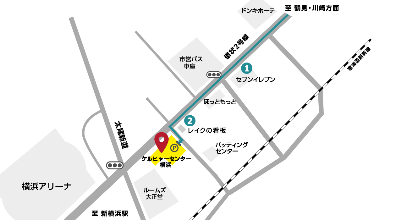 鶴見・川崎方面からマップ