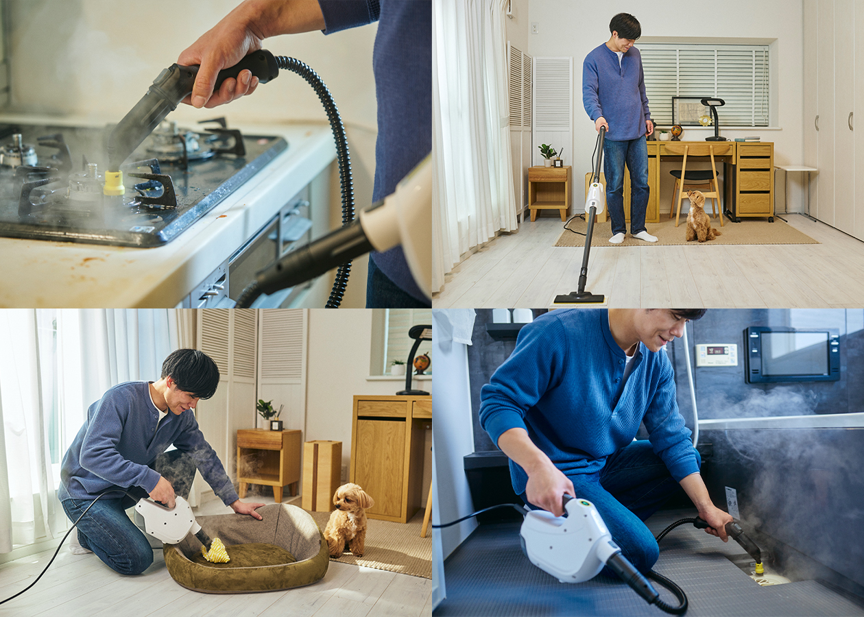 もちろん床も水の力で、99.99％除菌*