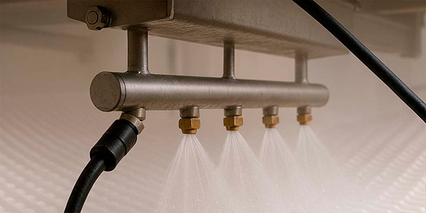 Sistema de limpeza de esteiras na indústria alimentícia
