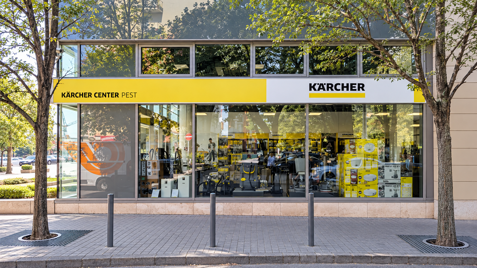 Kärcher Center Pest üzlet belső tere és termékbemutatója