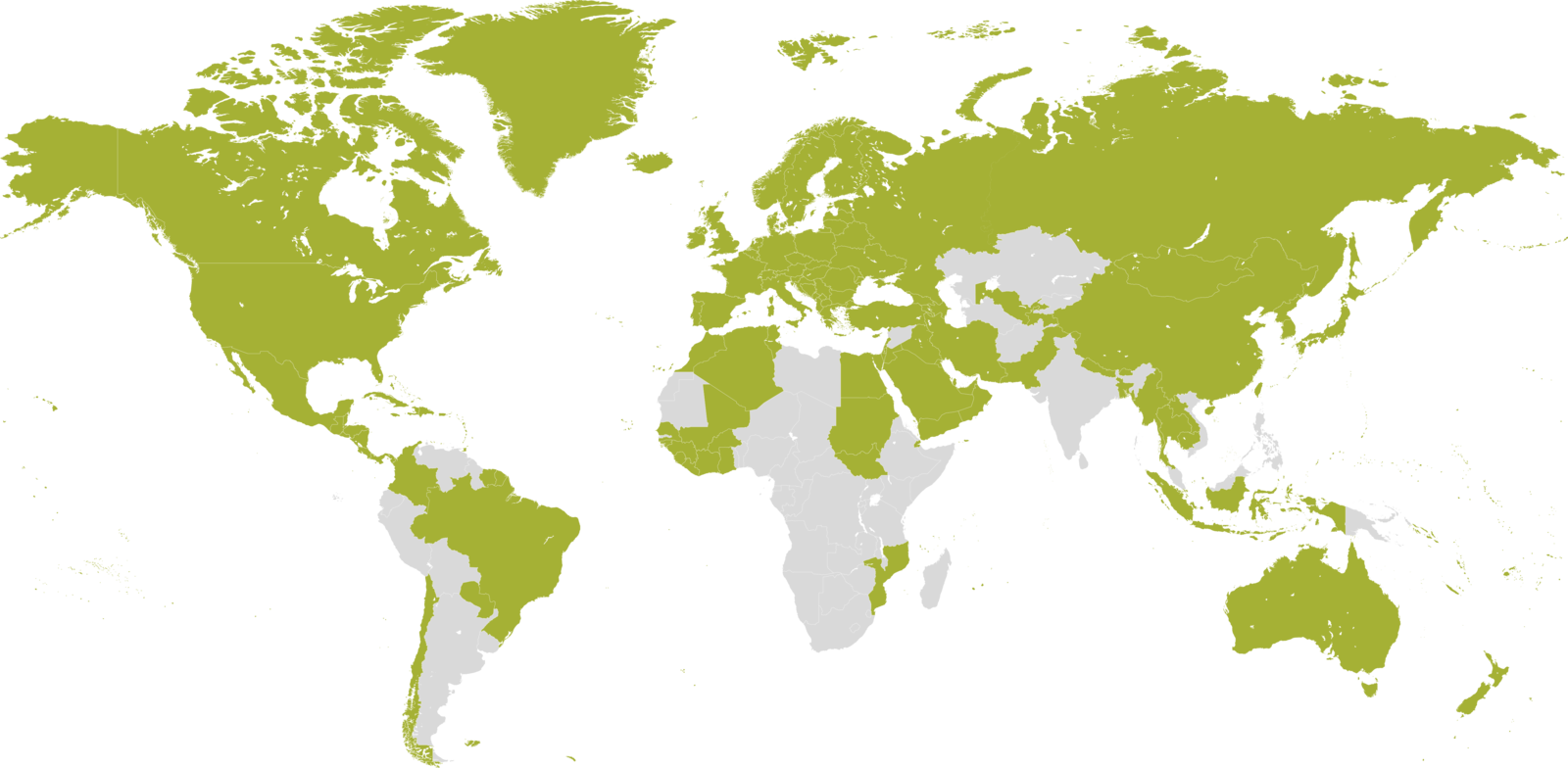 WOMA Telematics is available in the green marked countries. WOMA Telematics is available in the green marked countries.