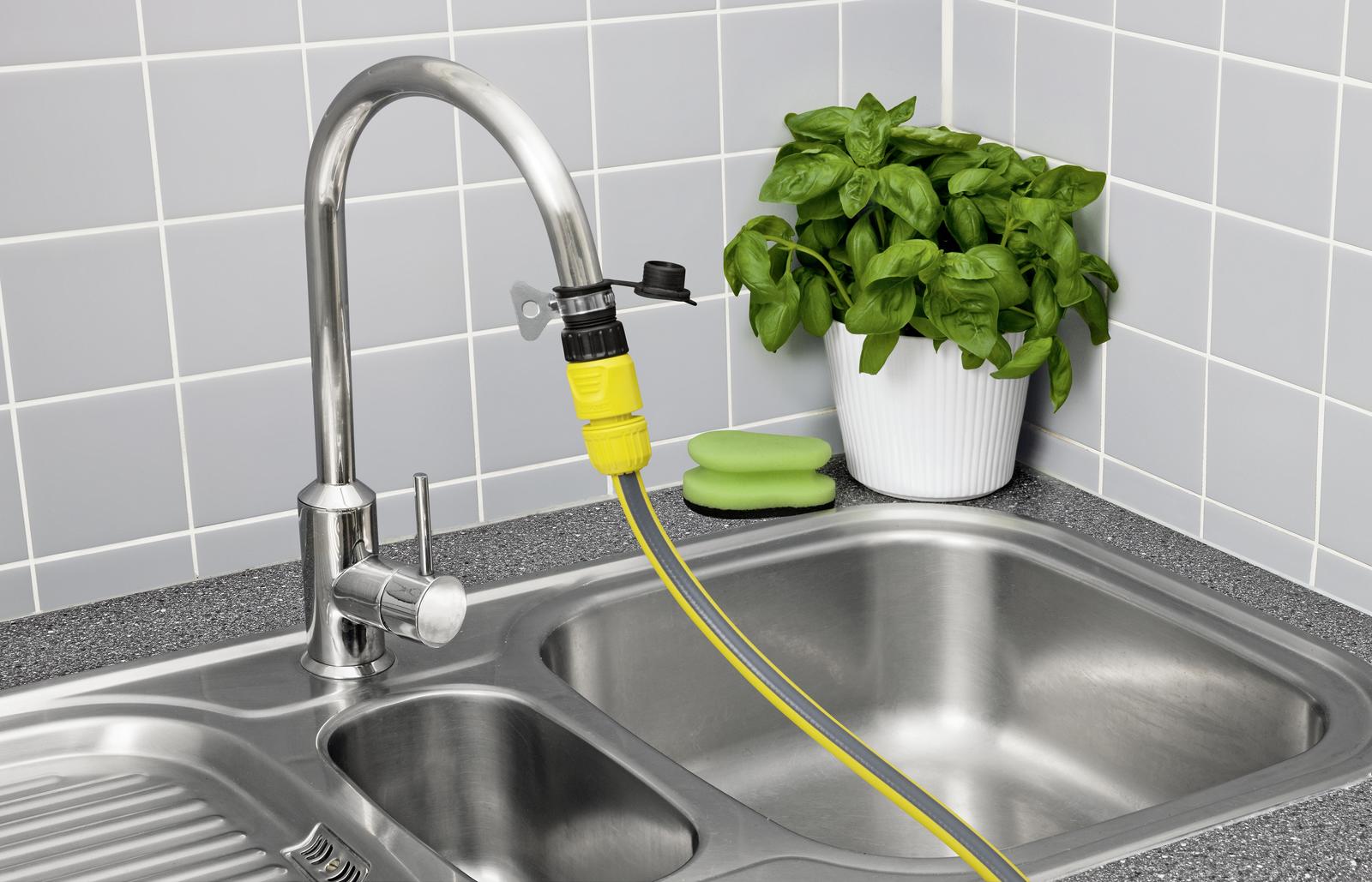 indoor water hose attaches to kitchen sink