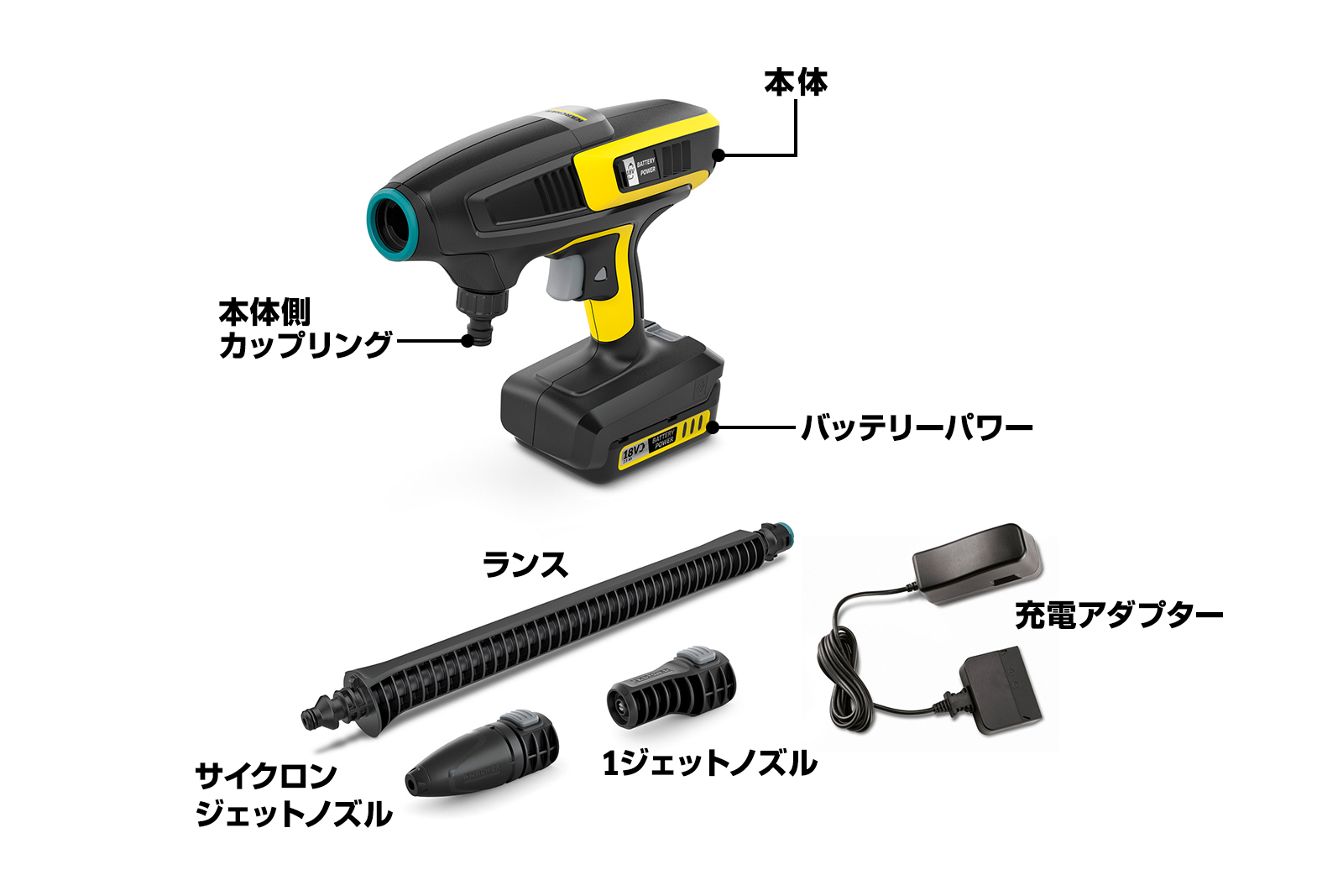 【美品 高容量5.0Ah付】KARCHER KHB6 高圧洗浄機 本体＋人気OP Amazon | ケルヒャー(KARCHER) モバイル高圧洗浄機 KHB 6 1.328
