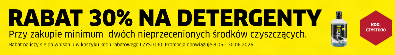 Rabat 30% na środki czyszczące przy zakupie min. dwóch z kodem CZYSTO30