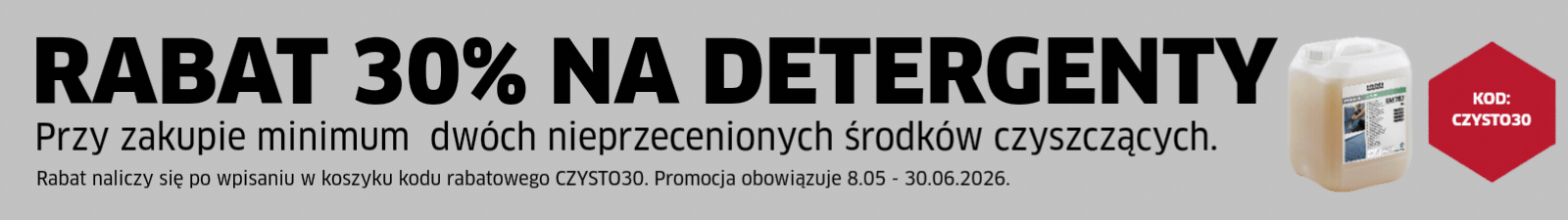Rabat 30% na środki czyszczące przy zakupie min. dwóch z kodem CZYSTO30