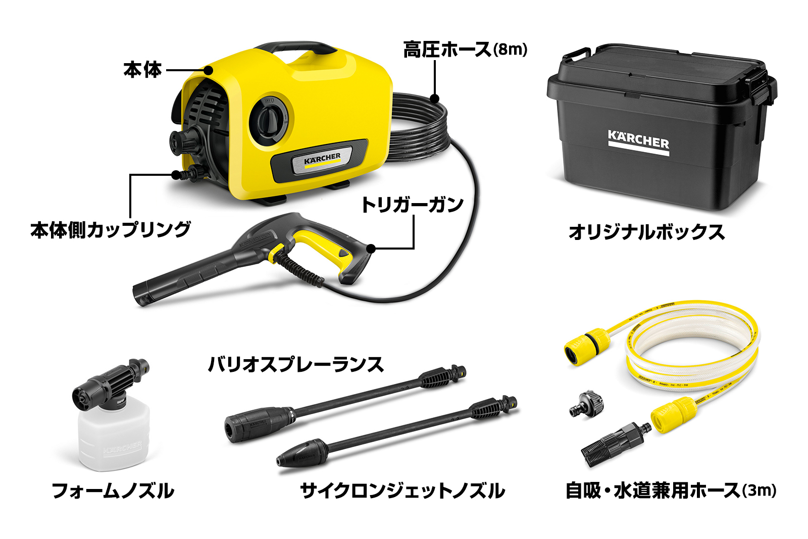 K 2 サイレント 自吸水道兼用セット（ボックス付き） - 高圧洗浄機
