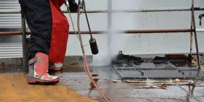 Water blasting shop paint removal