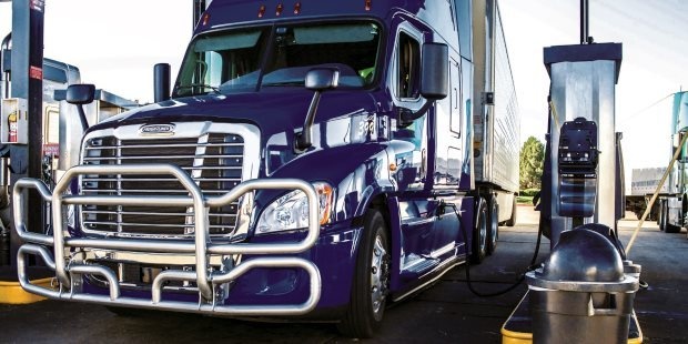Semi Truck Filling with Gas