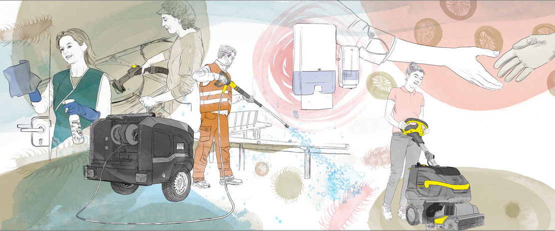 Hygiene in changing times, where are we headed? 在变化时期,主题卫生的抽象插图,我们要去哪里?