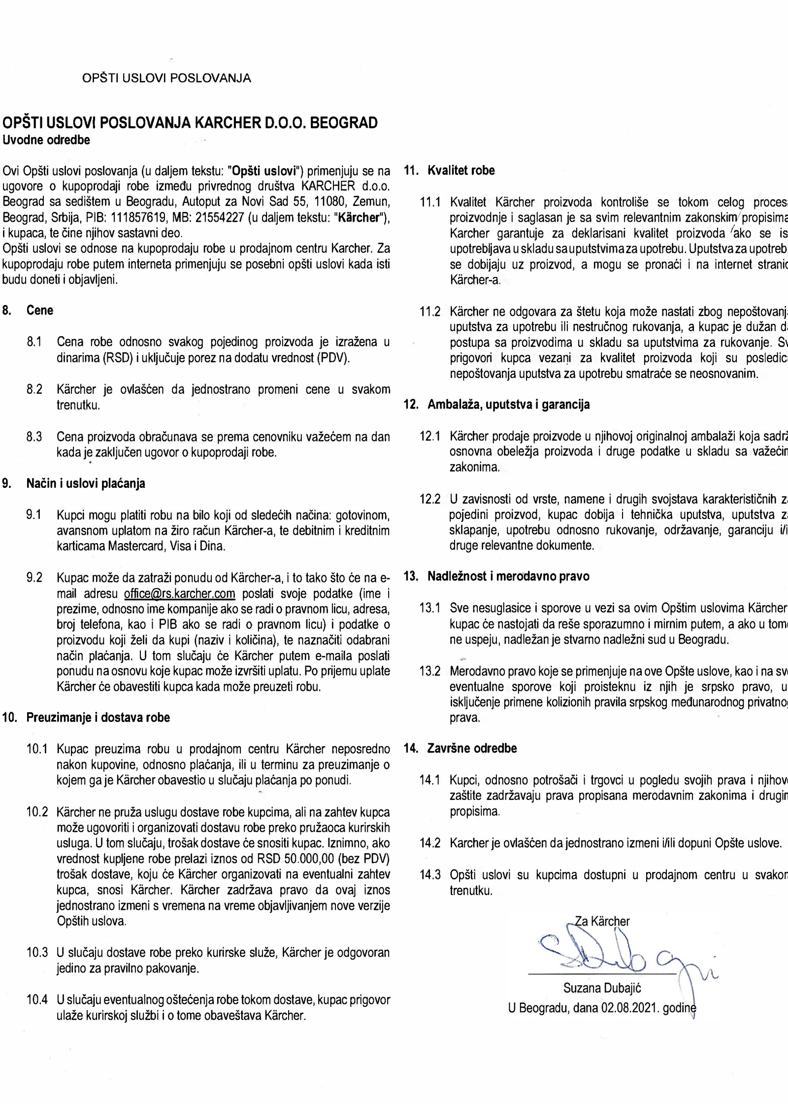 Opšto uslovi poslovanja