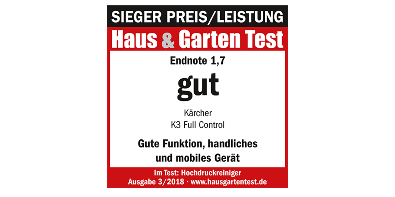 K3_Produktdetailseite_Modul_Desktop_3000x1500Px K 3 Full Control - Auszeichnung von "HAUS & GARTEN TEST"