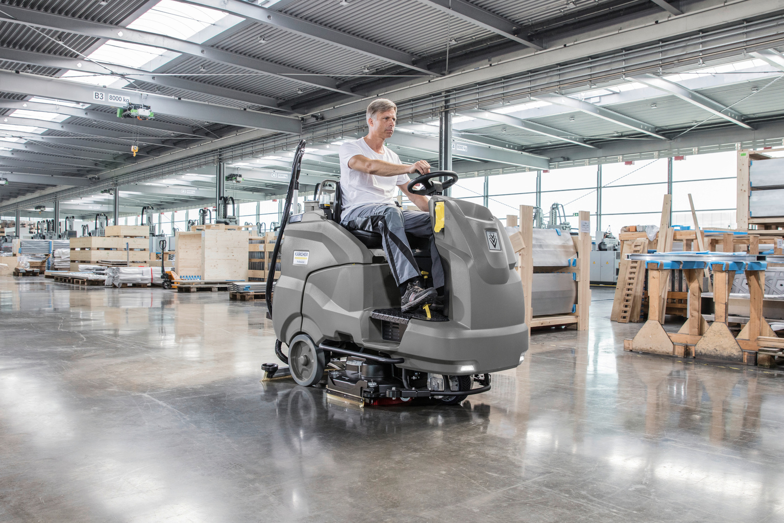 Outside area cleaning with a sweeper