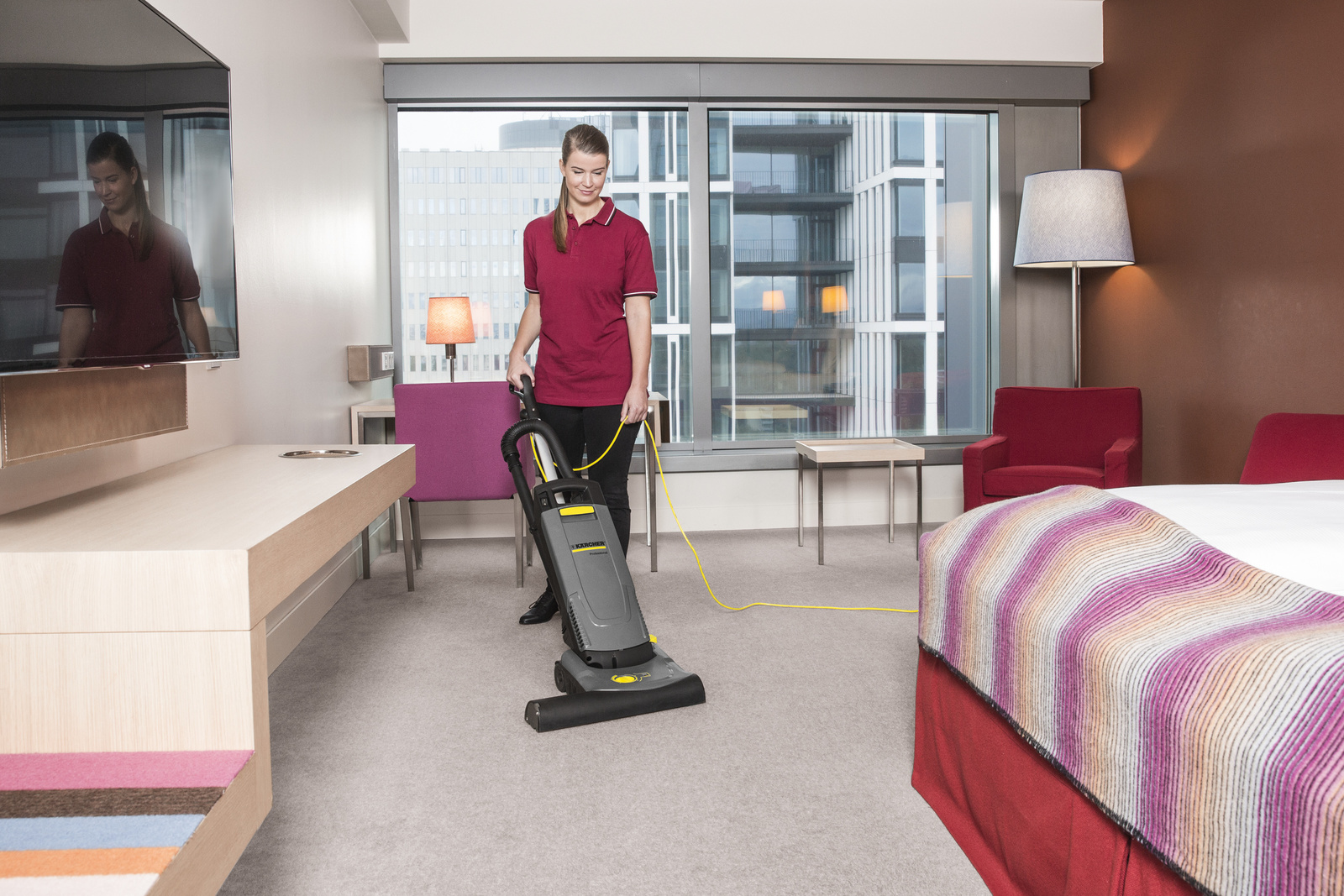 Outside area cleaning with a sweeper