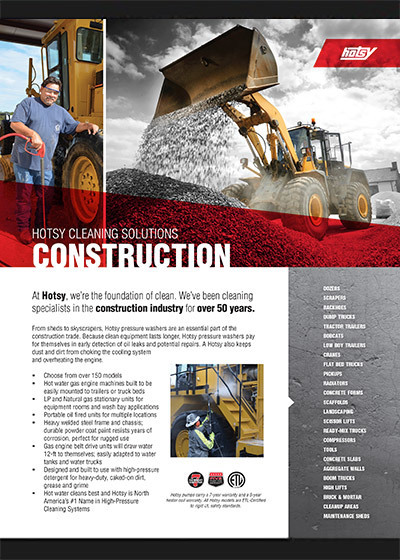 Cover image of the Hotsy Construction Cleaning Solutions Brochure