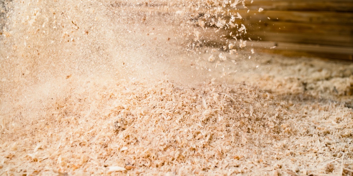 Wood dust on the floor Wood dust