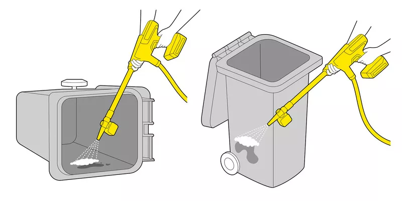 Illustration: Bin cleaning with a Kärcher foam nozzle