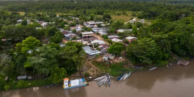 Visit to the village of hope Aerial photograph of the small Colombian village of Bocas del Carare